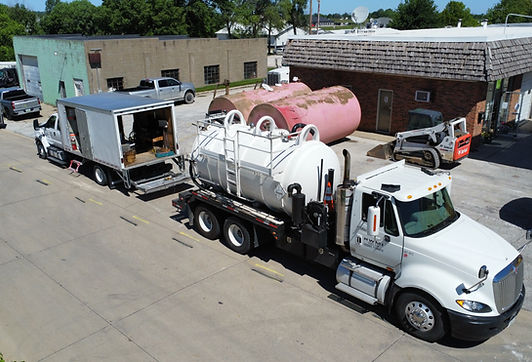 EcoSource aerial view of tank removal operations